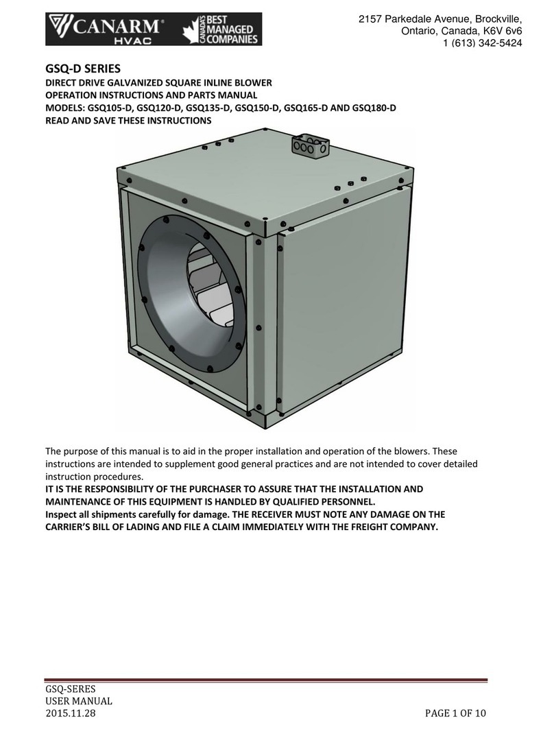 Canarm GSQ-D Series Operation instructions and parts manual