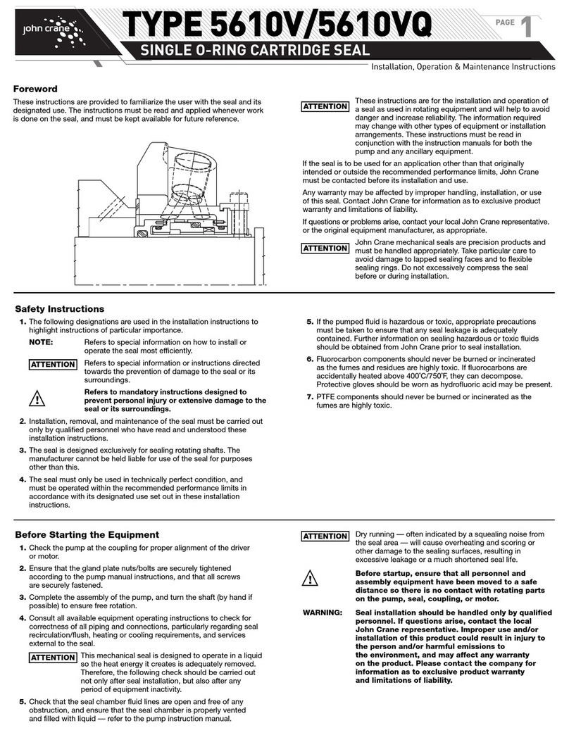 John Crane 5610VQ Installation, operation & maintenance instructions