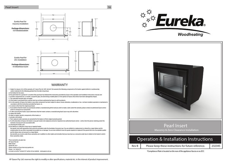 Eureka Pearl Insert Operation & installation instructions