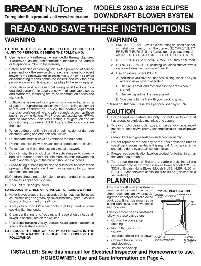 NuTone ECLIPSE 2830 User manual