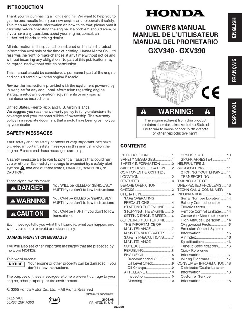 Honda GXV340 owner's manual