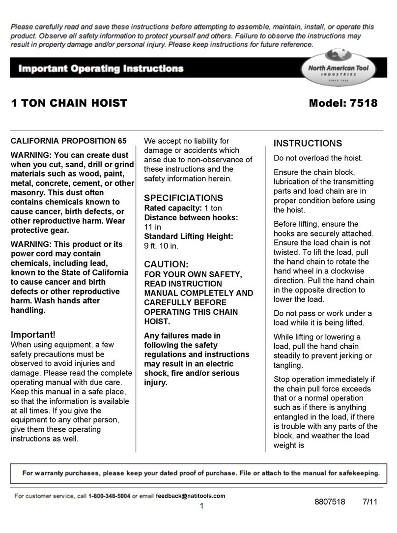 North American Tool 7518 operating instructions