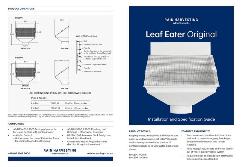 Rain Harvesting RHLE01 Installation and specification guide