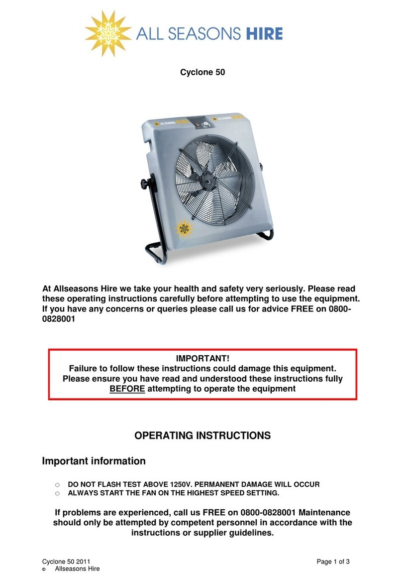 All Seasons Hire Cyclone 50 operating instructions