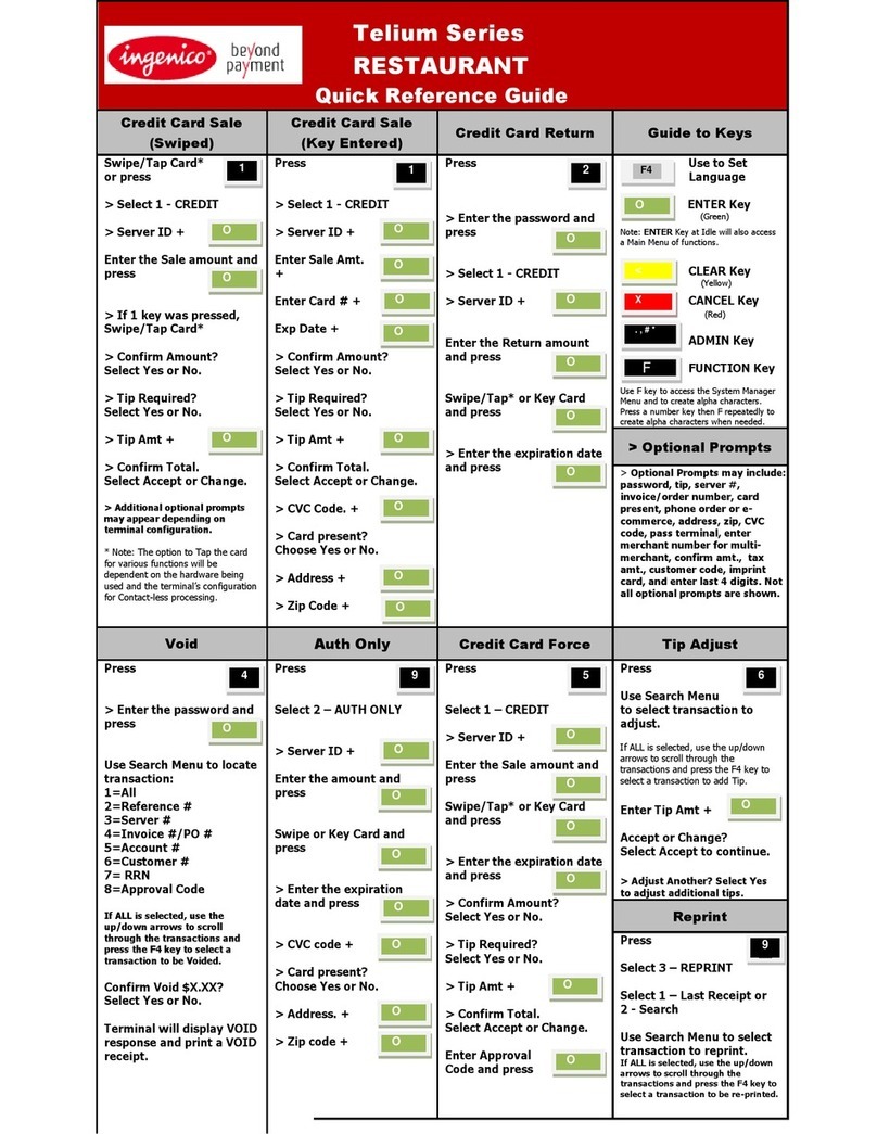 Ingenico Telium Series User quick reference guide
