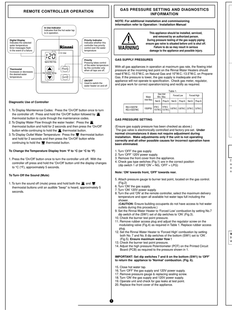 Rinnai REU-V3237WC Operation & installation manual