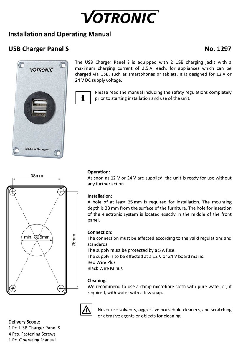Votronic USB Charger Panel S Installation and operating manual
