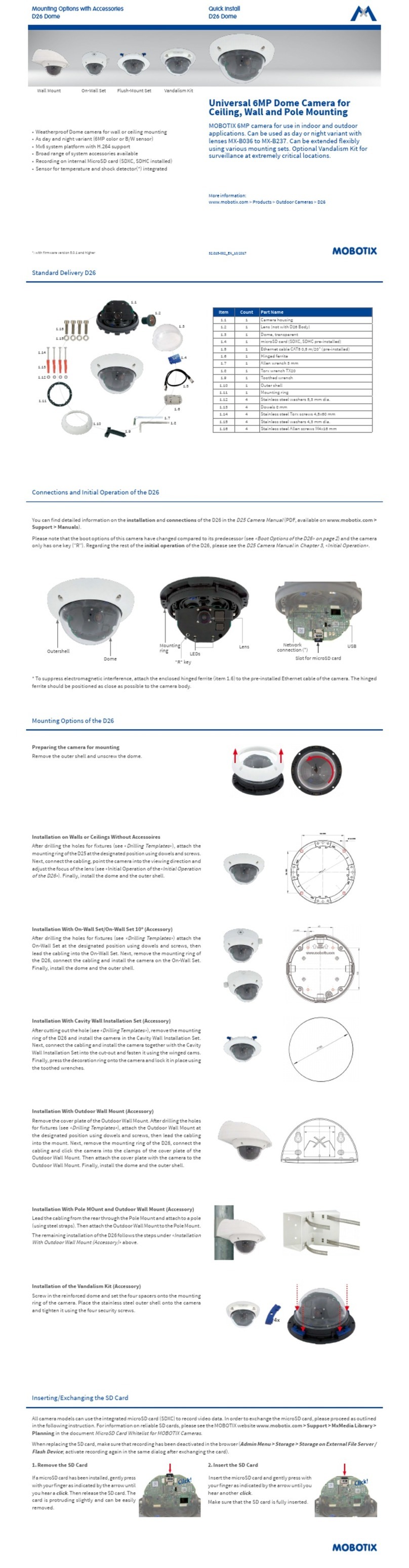 Mobotix D26 Dome Instructions for use