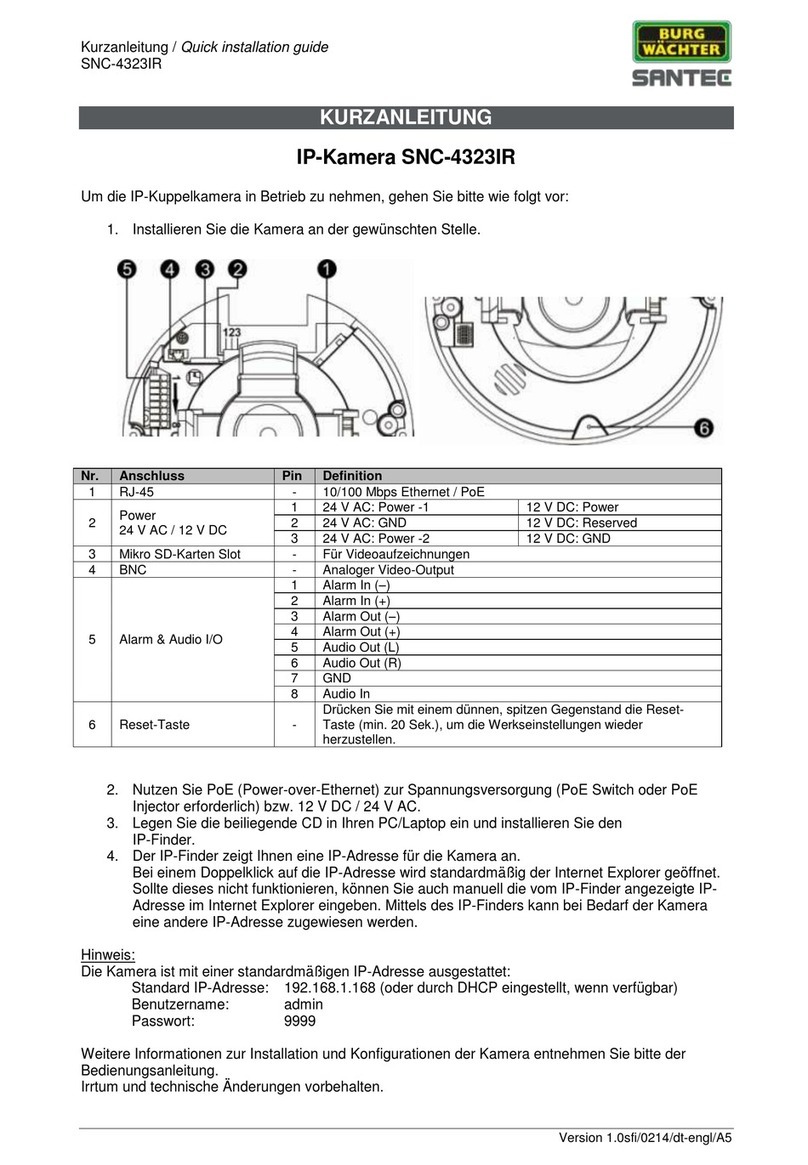 Burg Wächter SNC-4323IR Quick installation guide