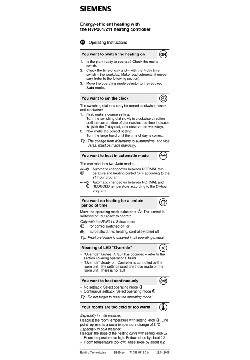 Siemens RVP201 operating instructions