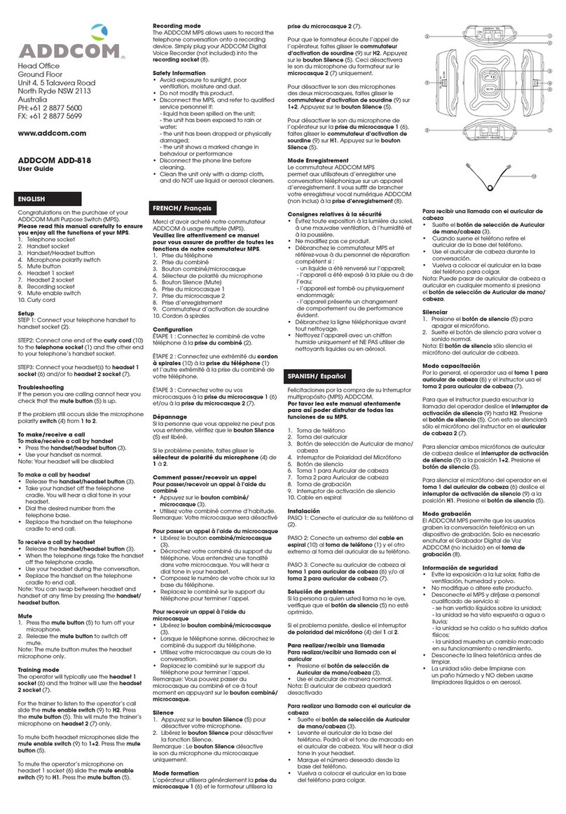 ADDCOM ADD-818 user guide