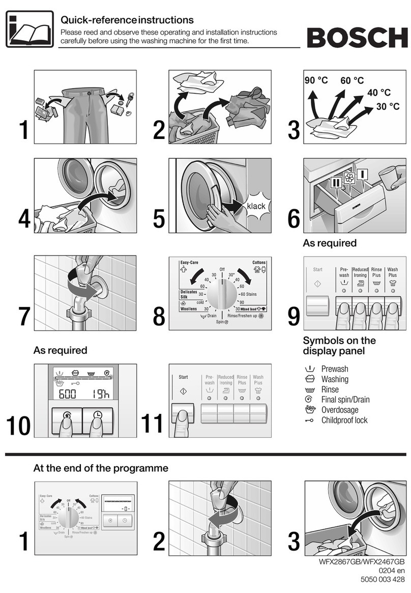 Bosch WFX2867GB Quick reference instructions