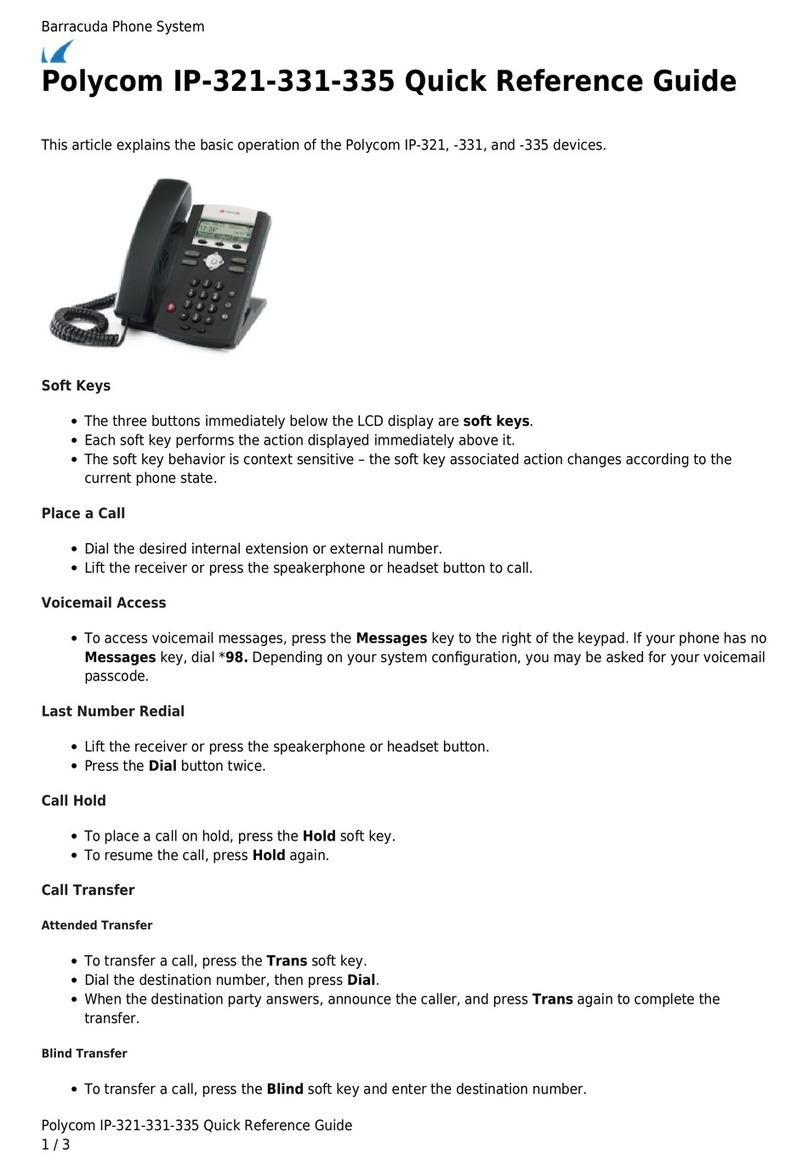 Polycom SoundPoint IP 321 Quick reference guide
