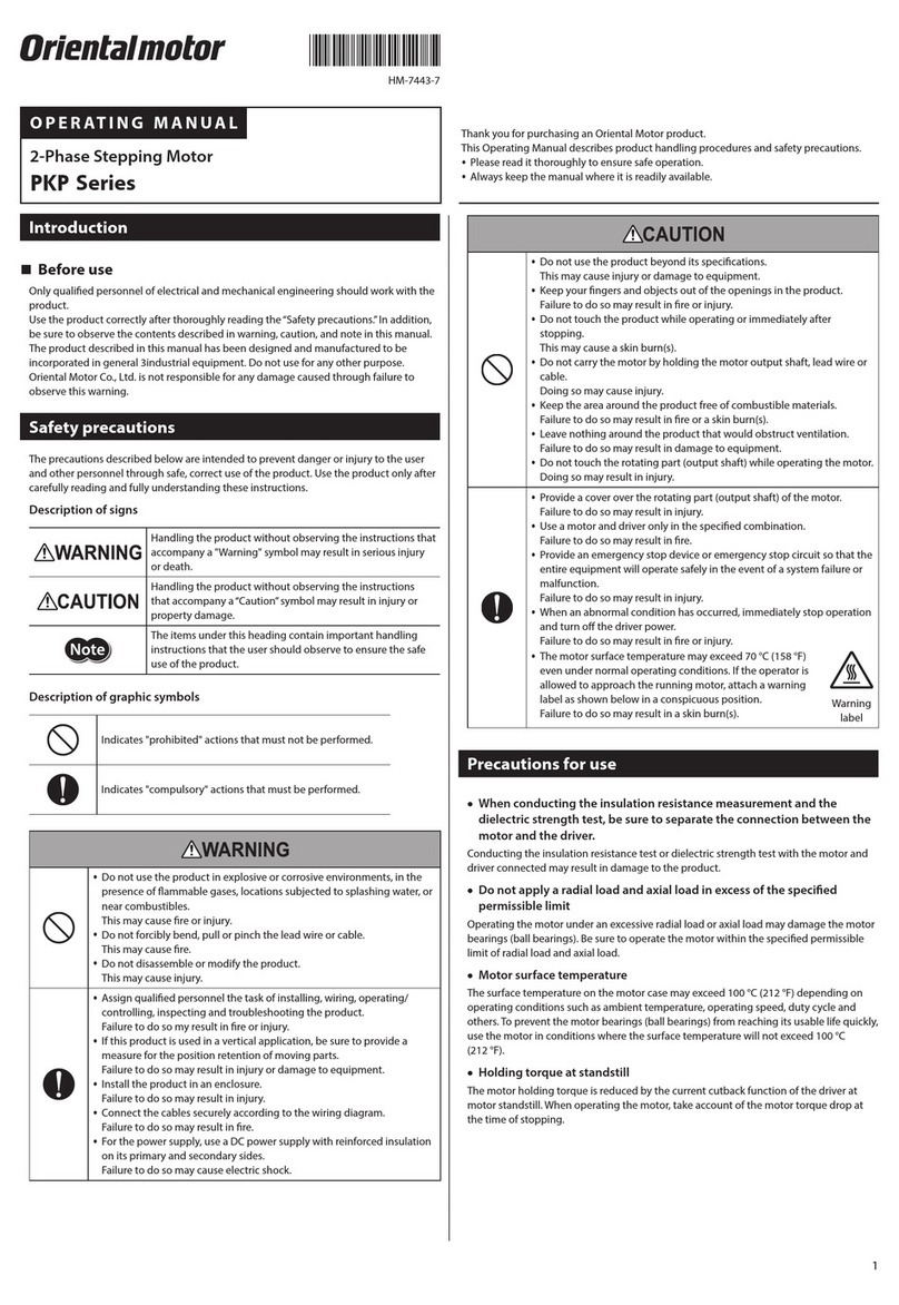 Oriental motor PKP Series operating manual
