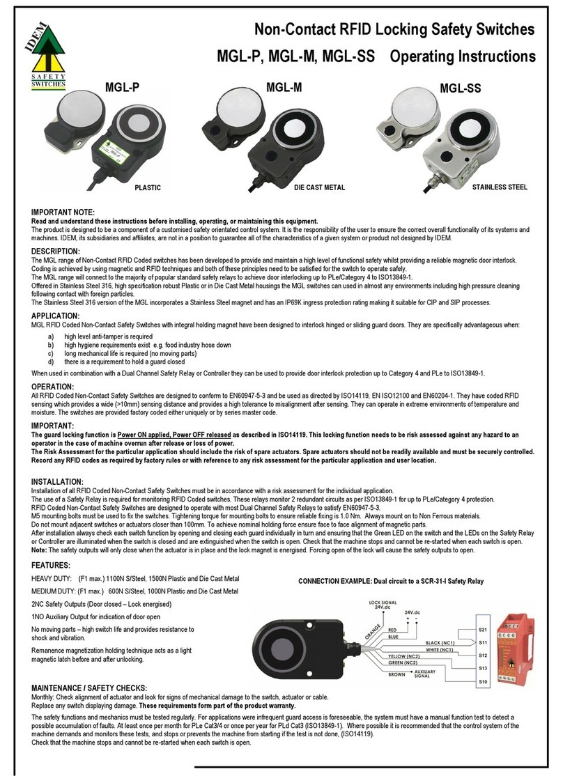 IDEM SAFETY SWITCHES MGL-P operating instructions
