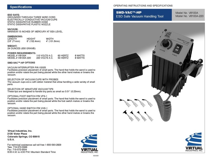 Virtual industries SMD-VAC-HP Operating instructions and specification