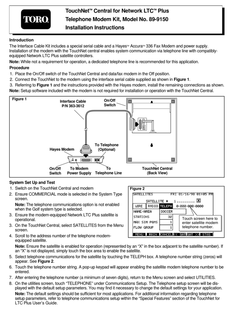 Toro TouchNet 89-9150 installation instructions
