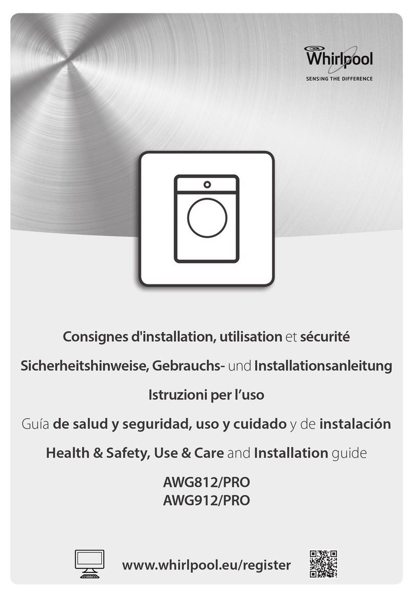 Whirlpool AWG812/PRO Health & safety, use & care and installation guide Whirlpool AWG812/PRO Health & safety, use & care and installation guide
