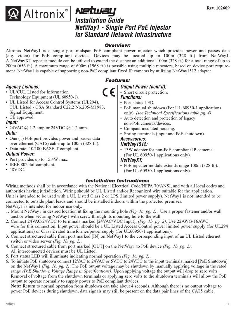 Altronix NetWay1 User manual