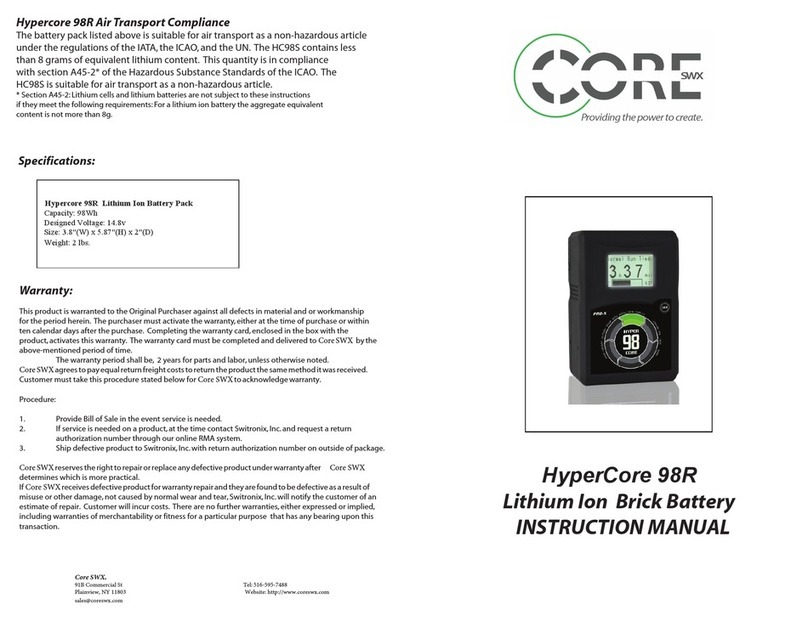 Core SWX HyperCore 98R User manual