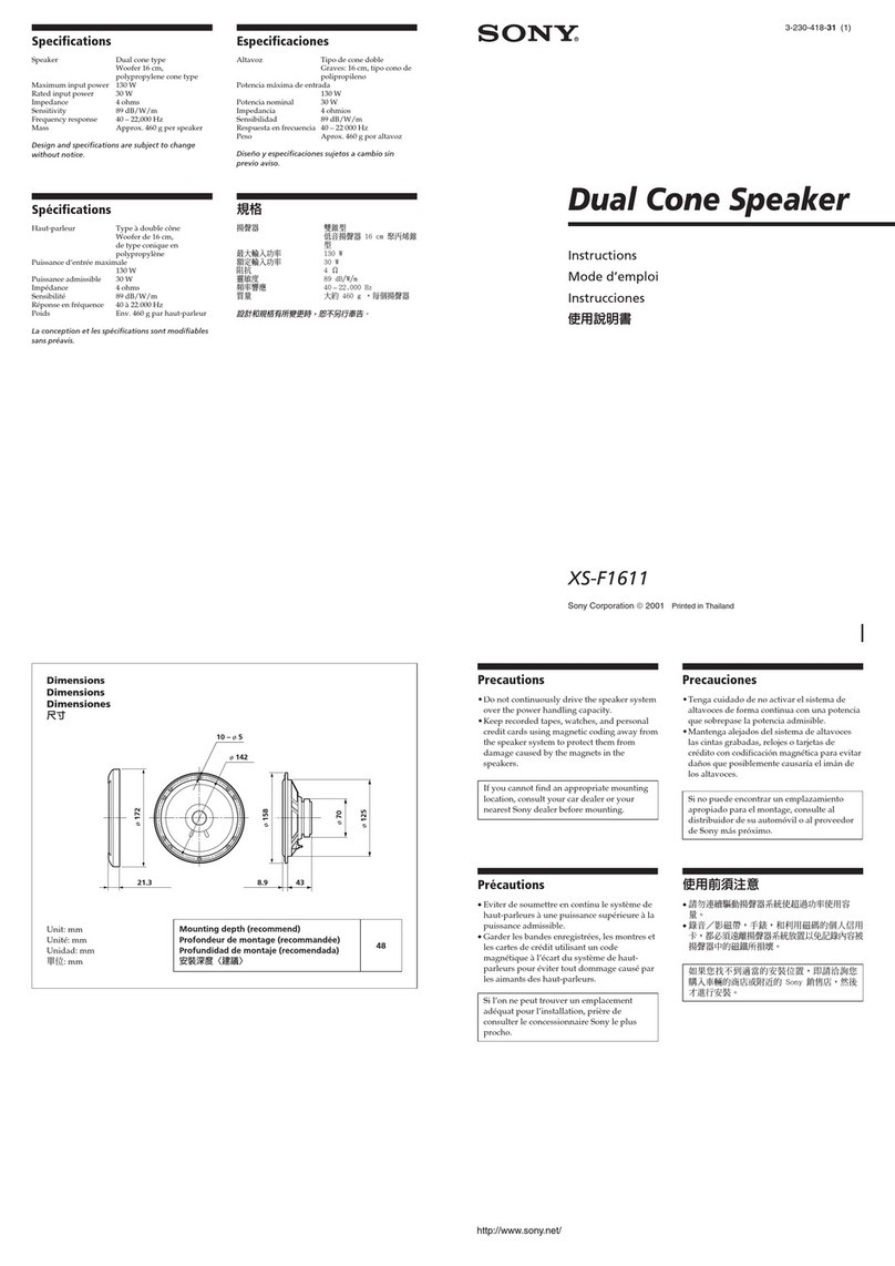 Sony XS-F1611 instructions