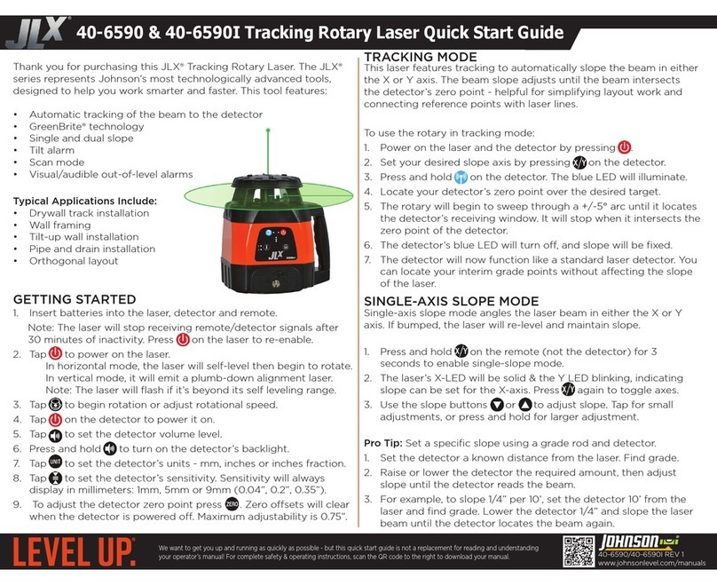 Johnson Level & Tool JLX  40-6590 quick start guide