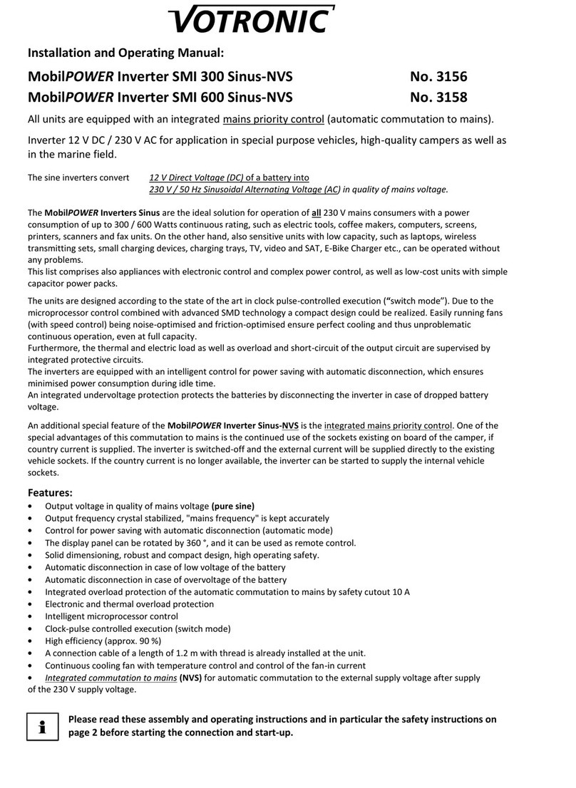 Votronic MobilPOWER SMI 300 Sinus-NVS Installation and operating manual