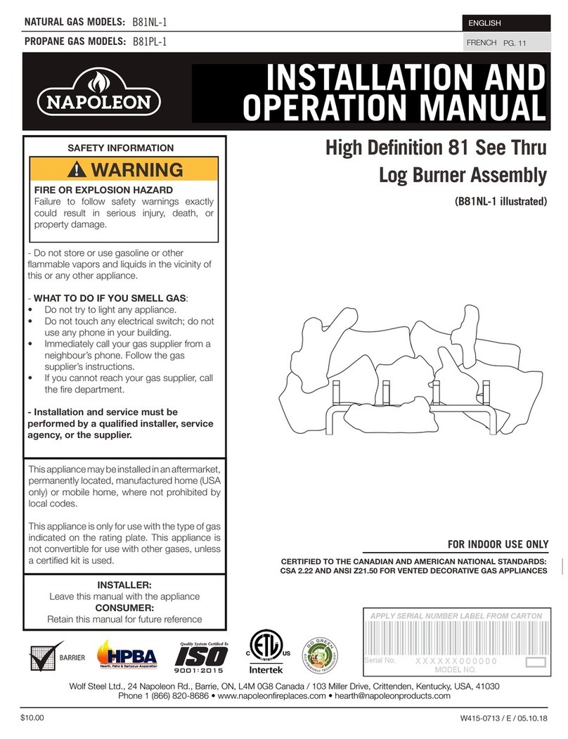 Napoleon B81PL-1 Installation and operation manual