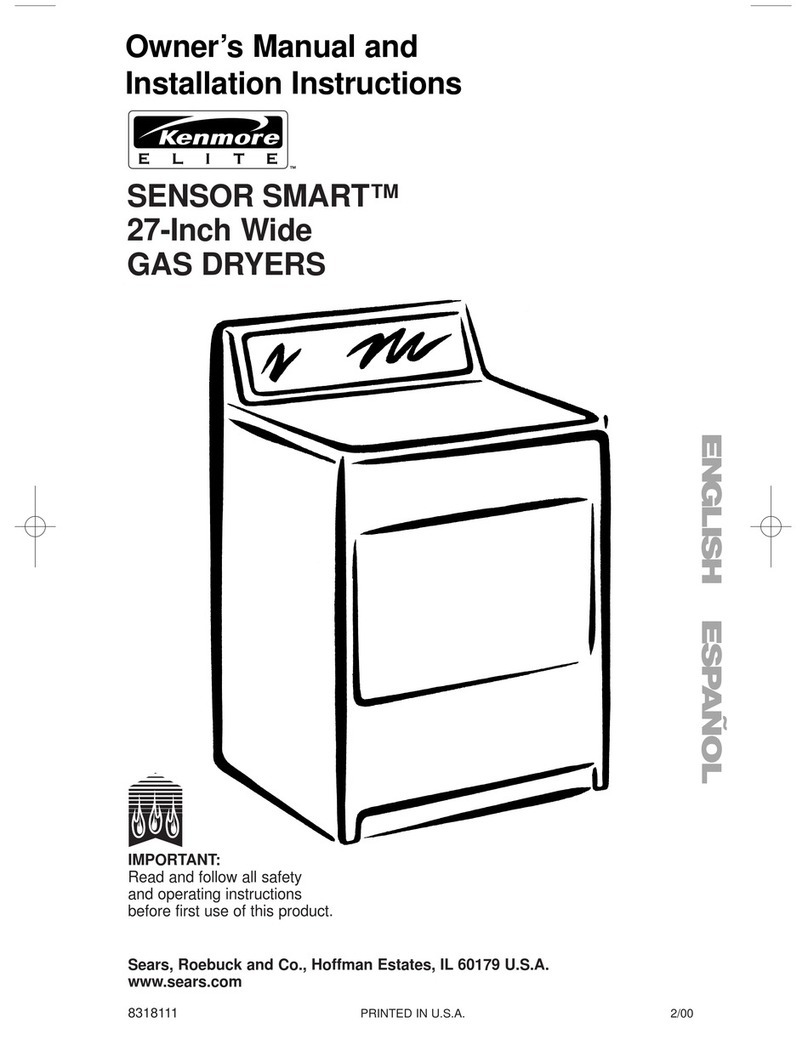 Kenmore Sensor smart electric dryer Operating instructions