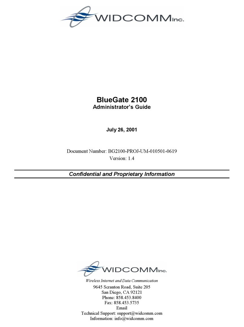 WIDCOMM BlueGate 2100 Administrator's guide