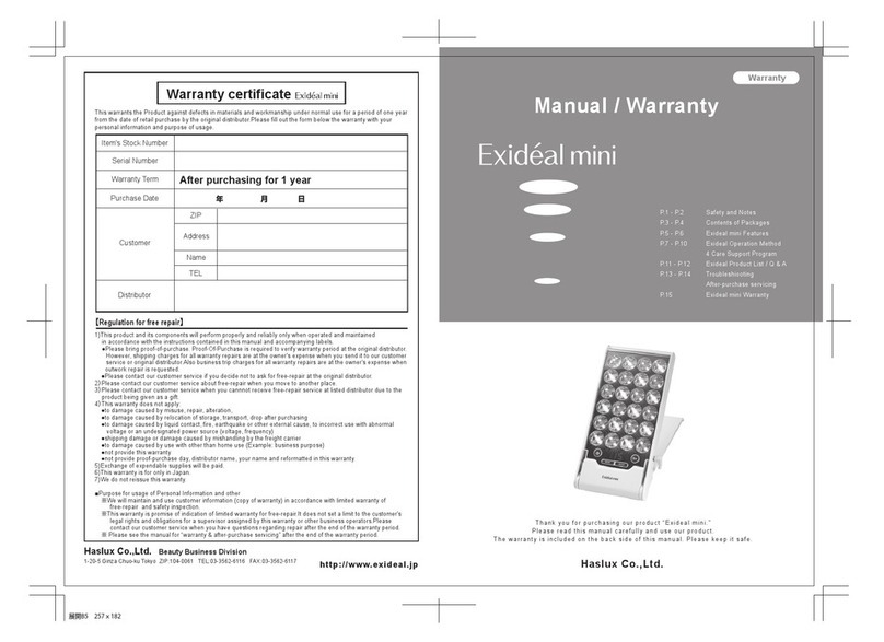 Haslux Co.,Ltd. Exideal Mini Manual & warranty