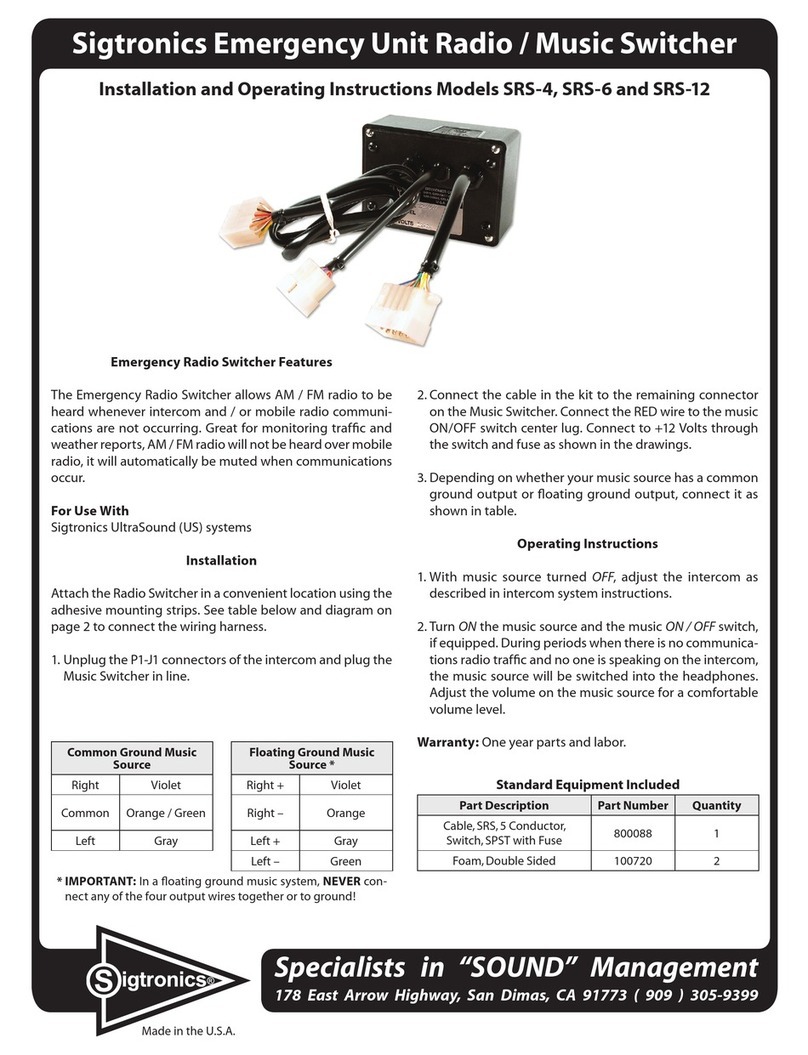 Sigtronics SRS-4 Installation and operating instructions
