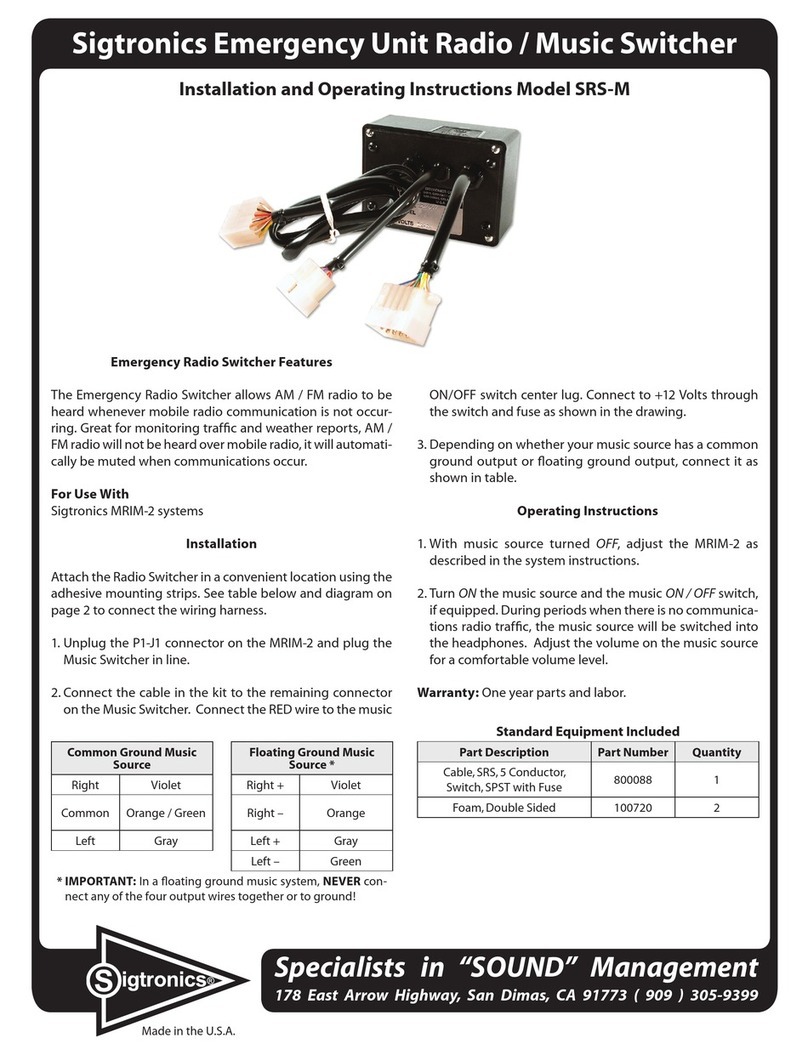 Sigtronics SRS-M Installation and operating instructions