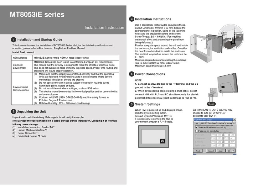 weintek MT8053iE Series Installation instruction
