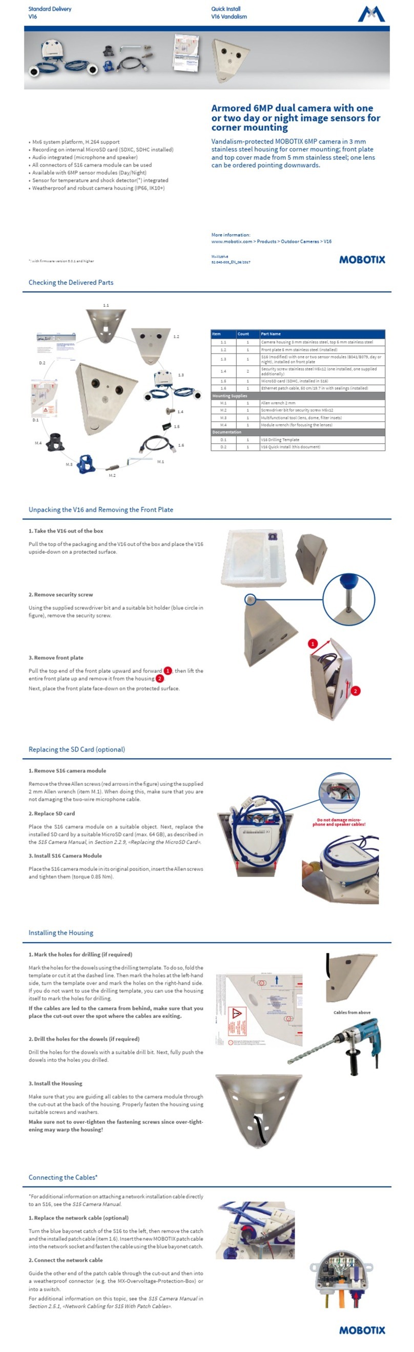 Mobotix V16 Vandalism Instructions for use