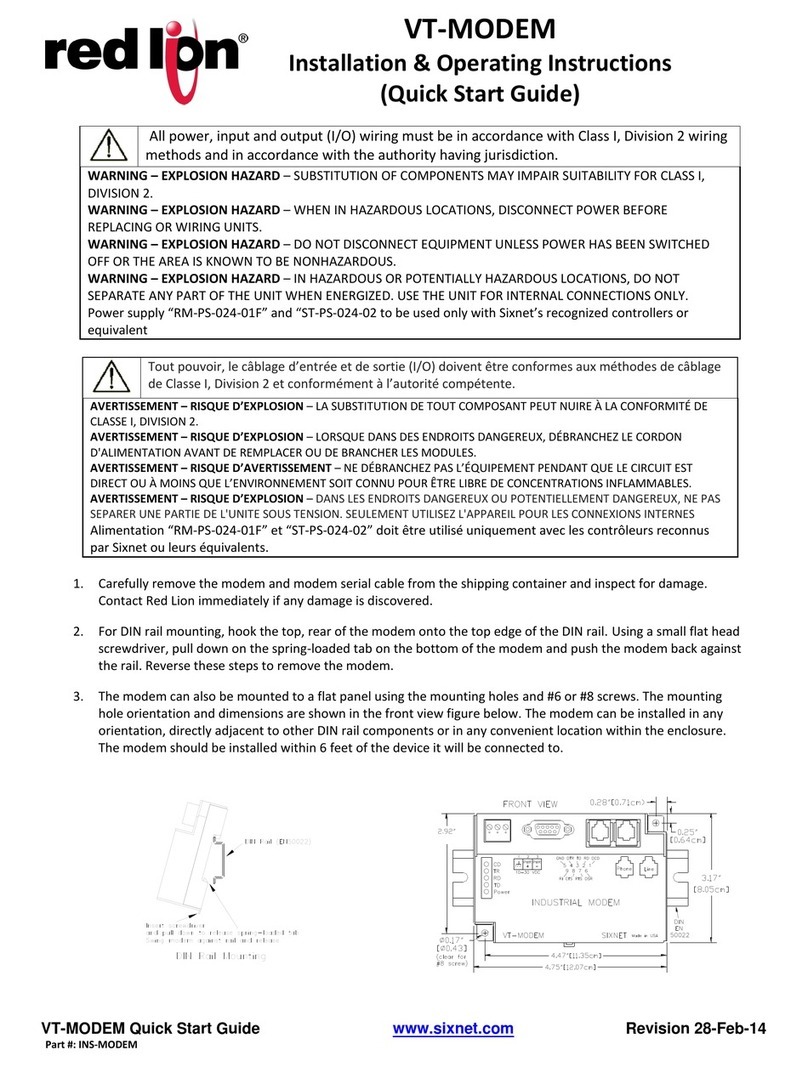 red lion VT-MODEM Installation & operating instructions