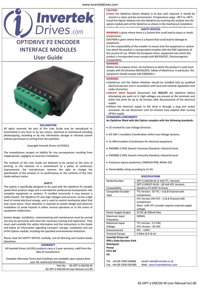 Invertek Optidrive P2 series user guide