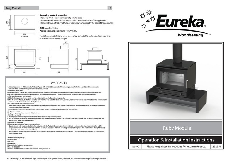 Eureka Ruby Operation & installation instructions
