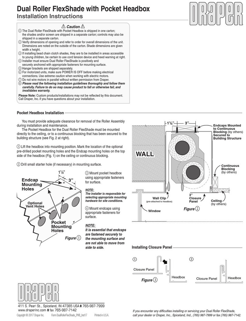 Draper Dual Roller FlexShade with Pocket Headbox User manual