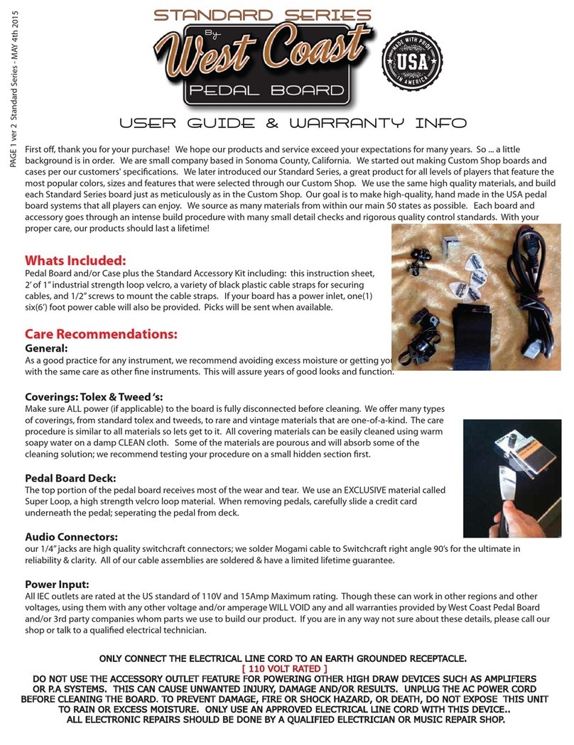 West Coast STANDARD SERIES User guide & warranty information West Coast STANDARD SERIES User guide & warranty information