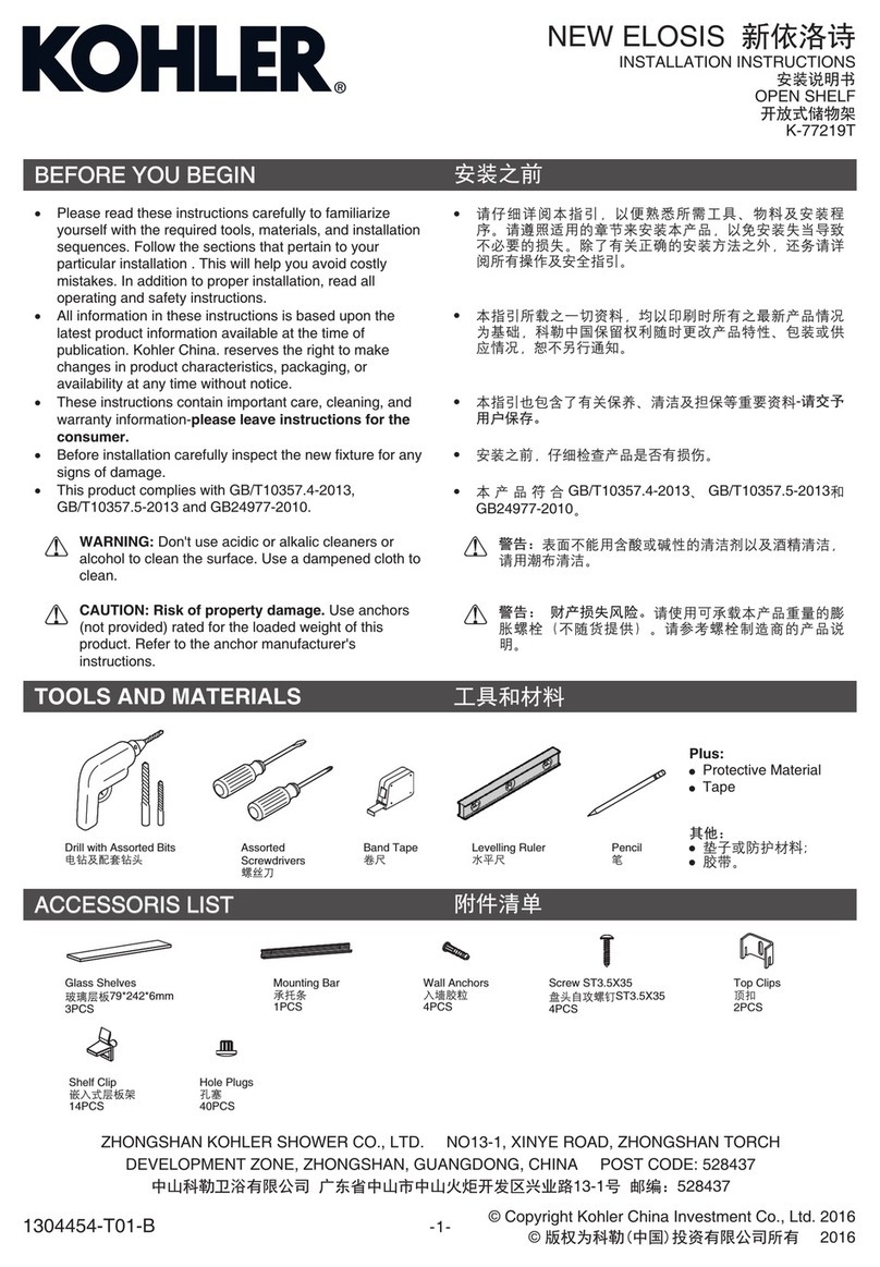 Kohler NEW ELOSIS User manual
