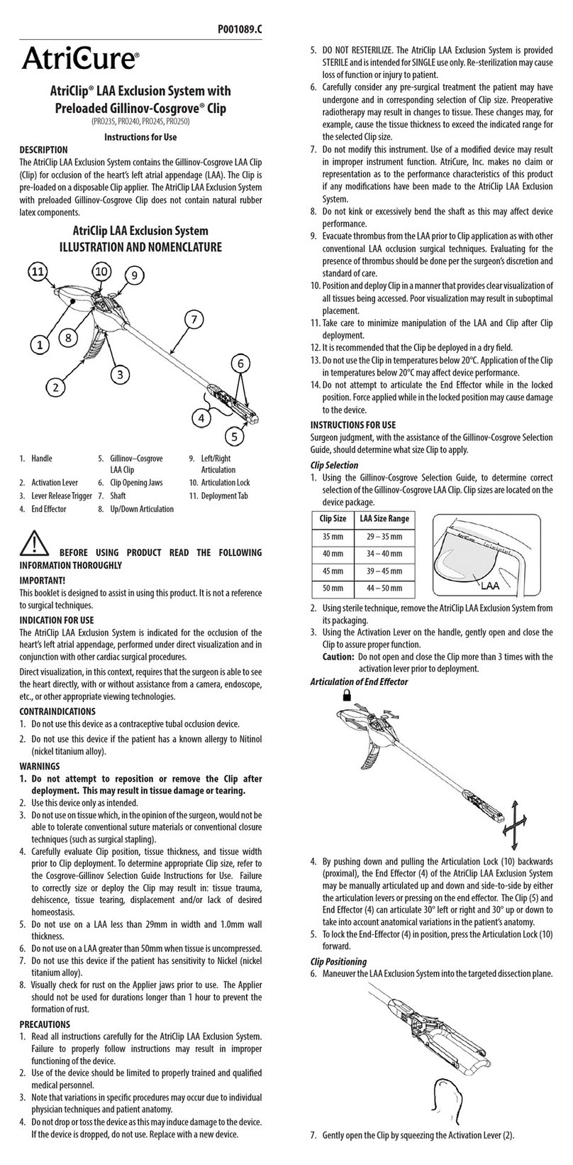 AtriCure AtriClip PRO245 Instructions for use AtriCure AtriClip PRO245 Instructions for use