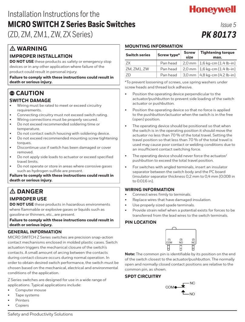 Honeywell Z Series installation instructions