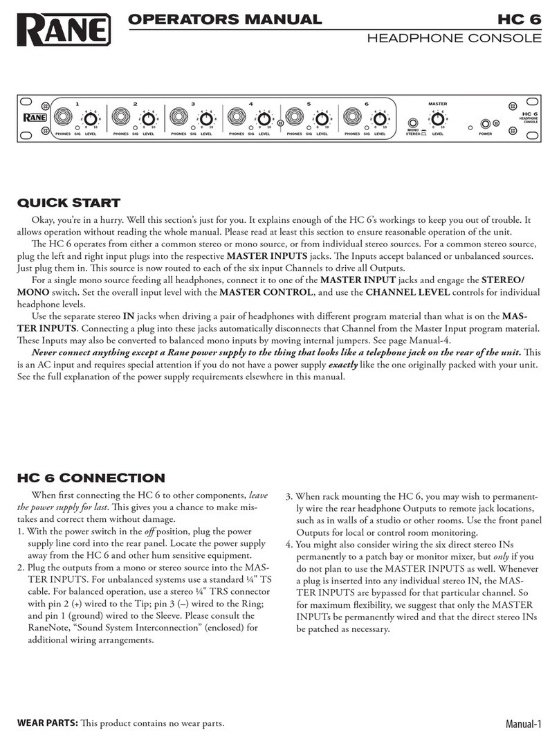 Rane HC 6 User manual