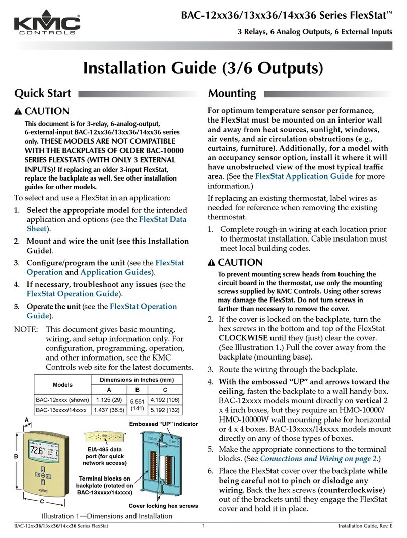 KMC Controls FlexStat BAC-12xx36 Series installation guide