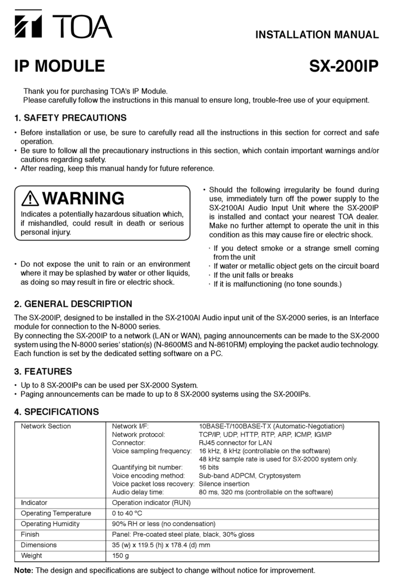 Toa SX-200IP installation manual