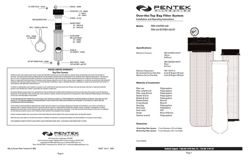 Pentek PBH-410 Installation and operating instructions