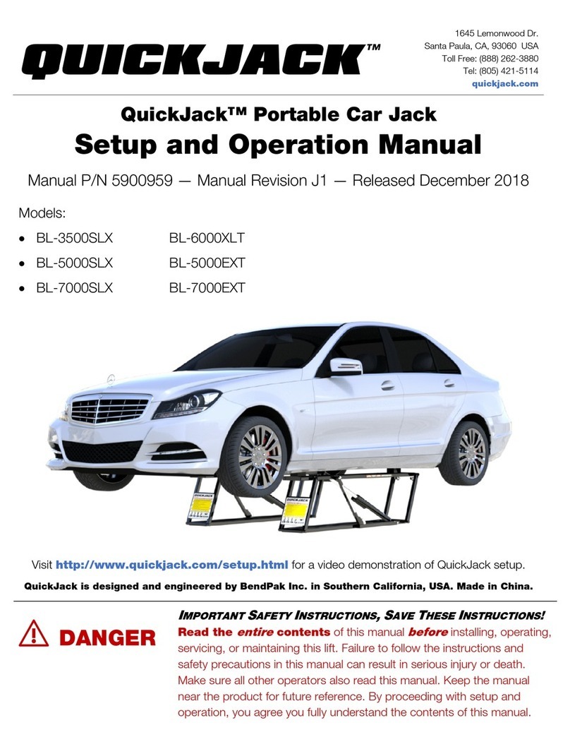 QuickJack BL-3500SLX Setup and operation manual