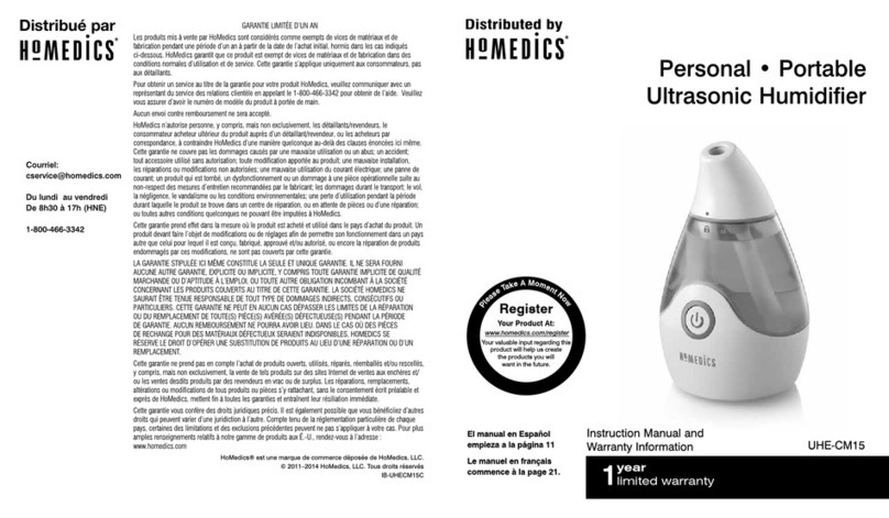 HoMedics UHE-CM15 Instruction manual and  warranty information