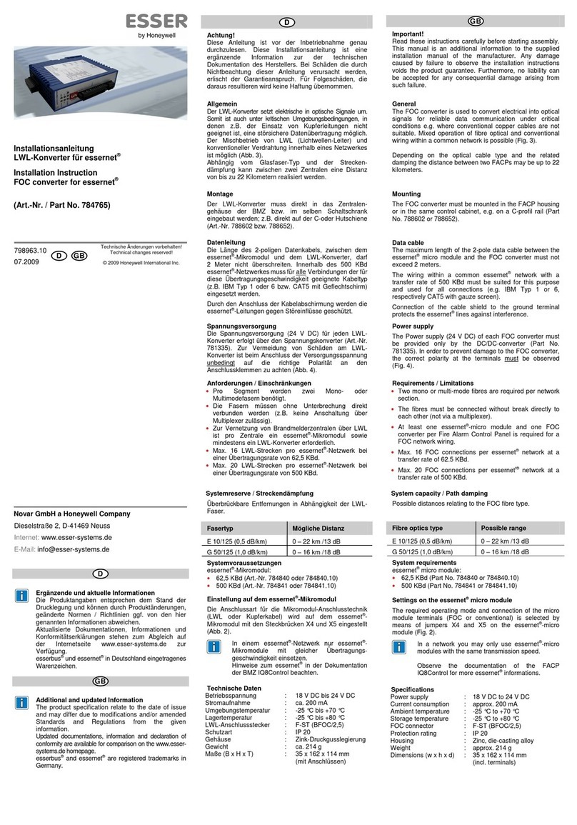 Esser 784765 Installation instruction